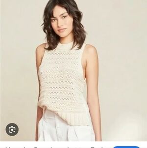 Veronica Beard Sade Ivory Knit Sleeveless Tank